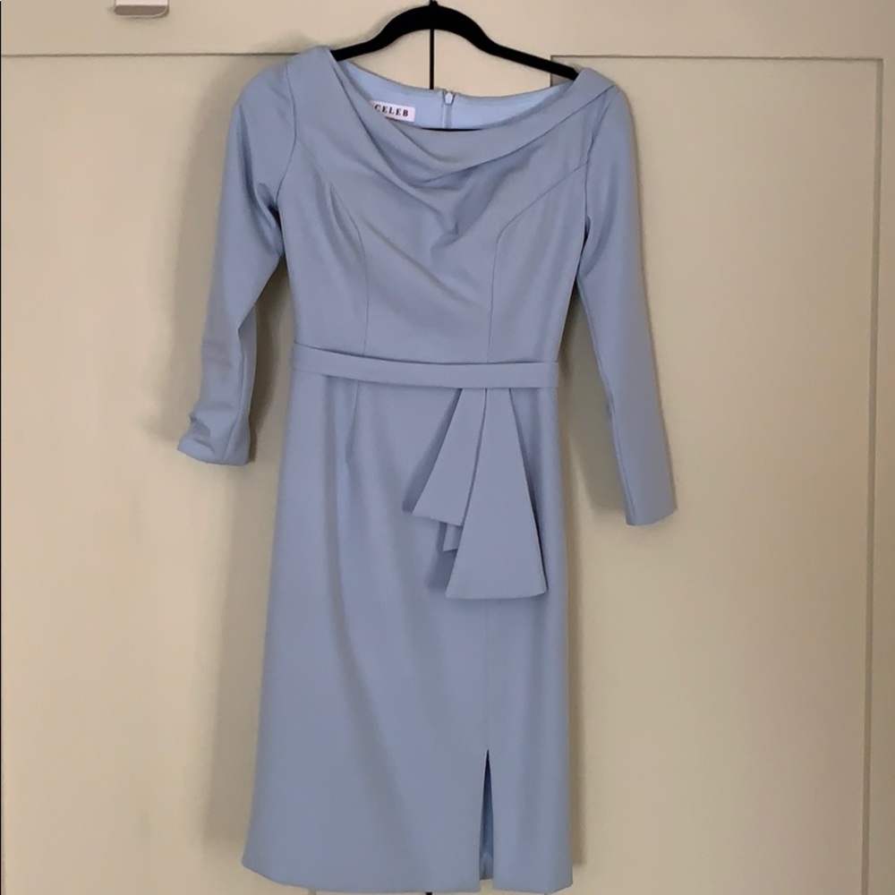 Angelina Jolie  Midi Evening  Dress in Light Blue